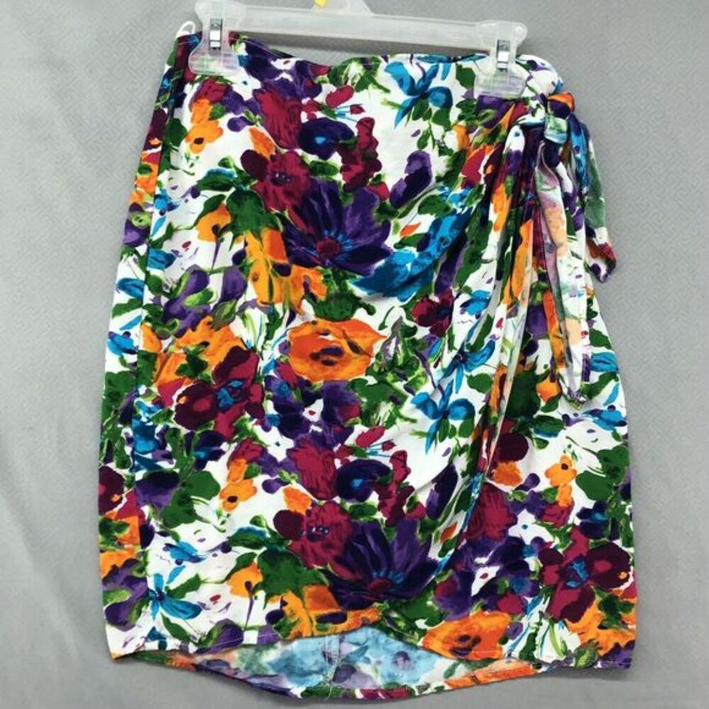 Vintage‎ Just For Wraps Floral White Multicolor Skirt Size 7/8 Women Casual